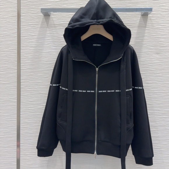 Miu Miu Black Zip-Up Hoodie for men and women - Picture 1 of 7